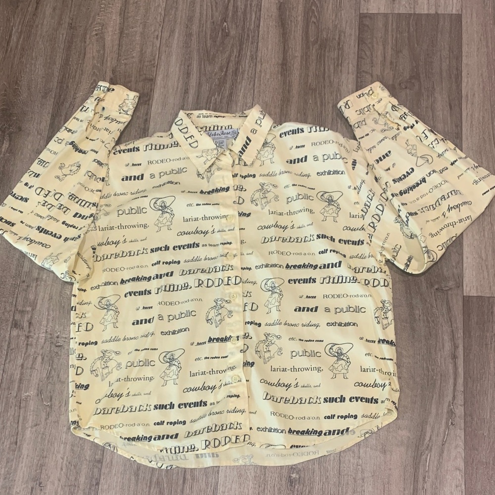 Vintage Cream Graphic Button Down Shirt